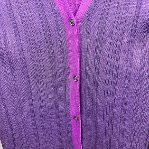 Lida Baday Italy Sweater Cardigan Set XL Designer Wool Silk Cashmere Purple Flaw - Picture 13 of 16